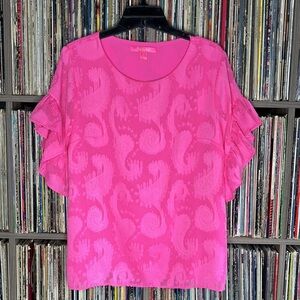 Lilly Pulitzer Darlah Pink Ruffle Sleeve Top SMALL